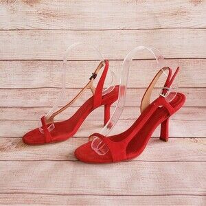 Schutz Asumini Nubuck Leather Slingback Sandal Kitten Heel Open Toe Shoes 8B